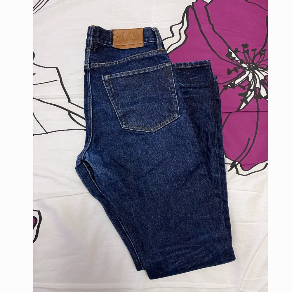 vintage burberry dark blue mid rise straight leg relaxed jeans